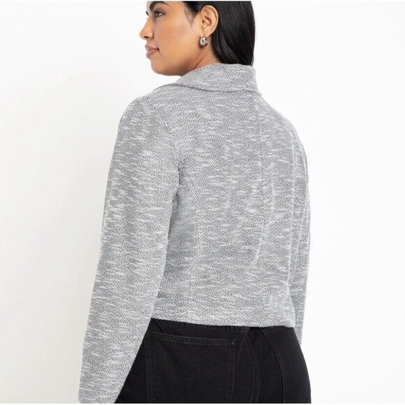 Eloquii Jacket Size 14/16 Soft Gray Knit Moto Full Zip Asymmetrical - Picture 5 of 10